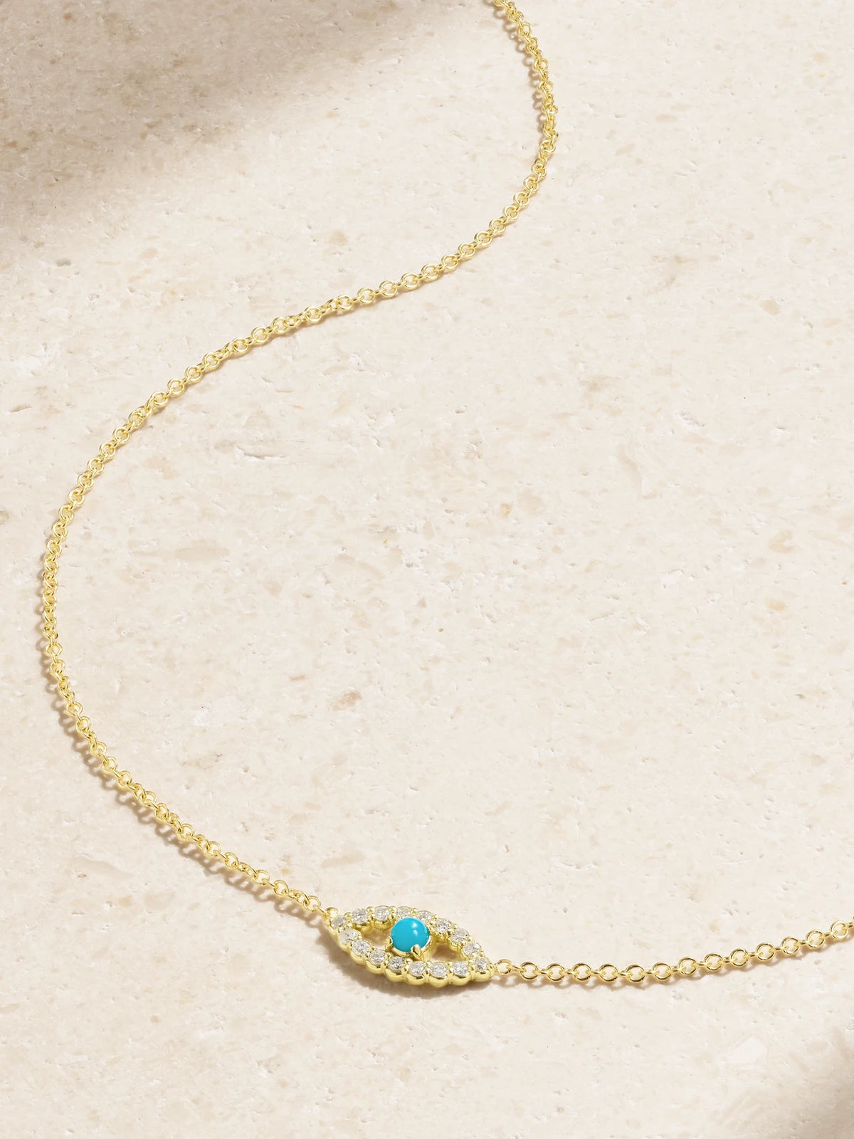 Evil Eye Mini 18-karat Gold Diamond And Turquoise Necklace