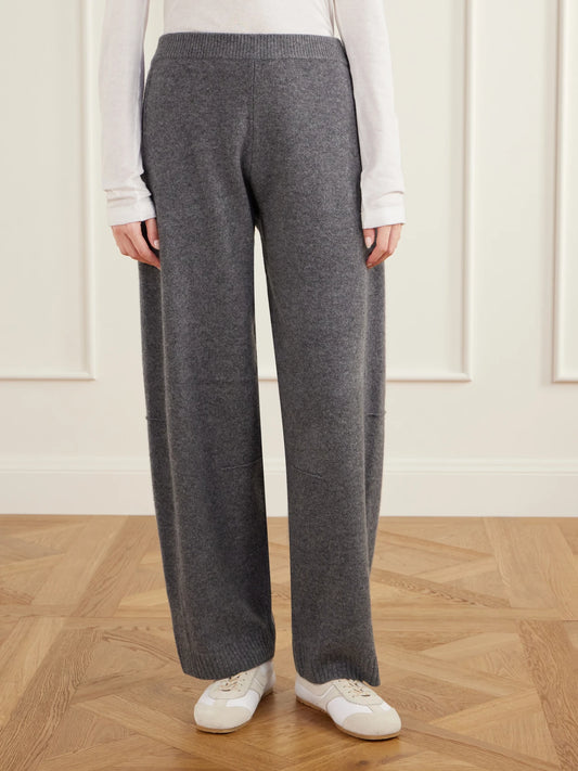 Guest In Residence Brushed Wool And Cashmere-blend Barrel-leg Pants