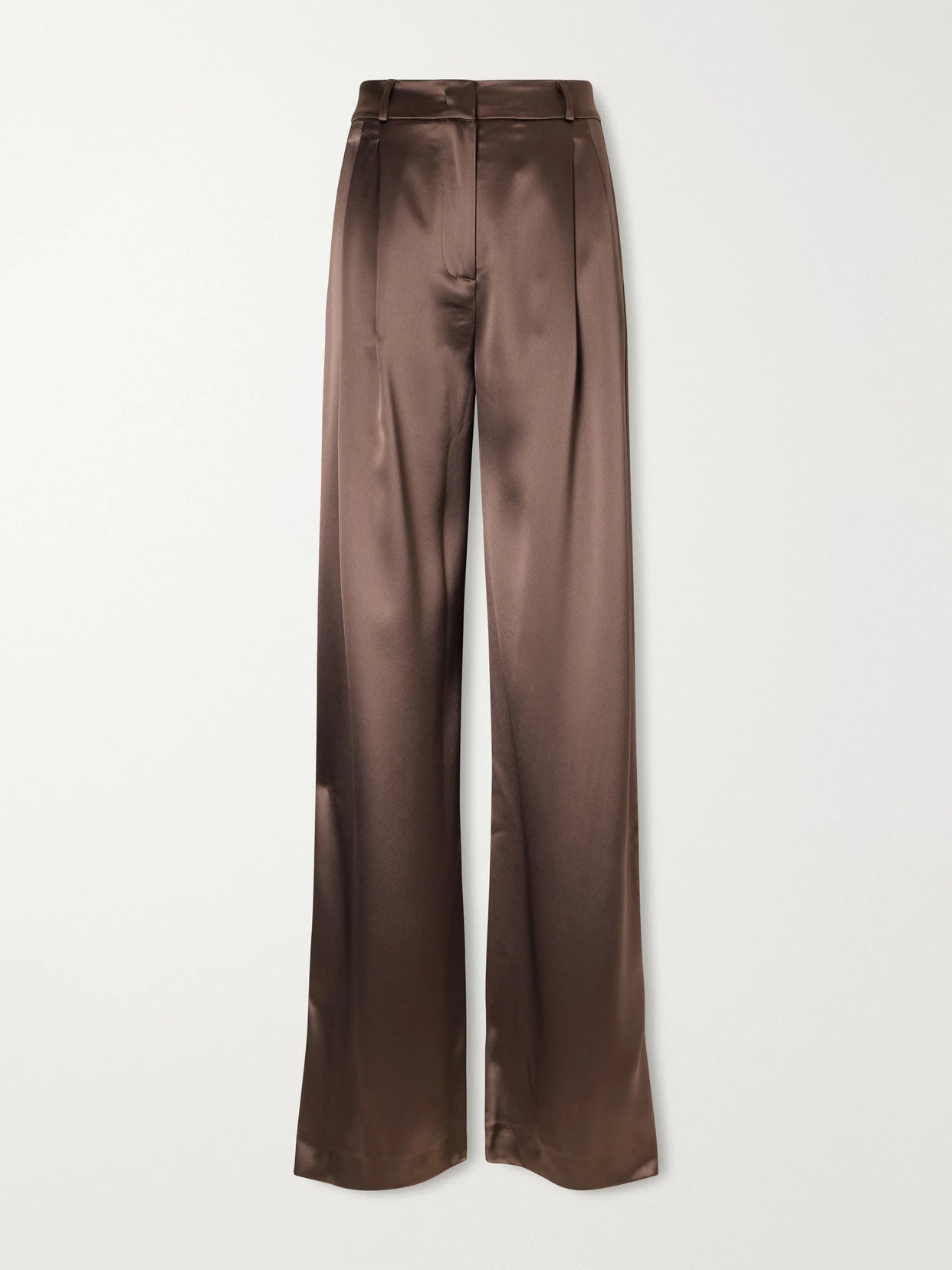 Keckler Pleated Satin High-rise Straight-leg Pants