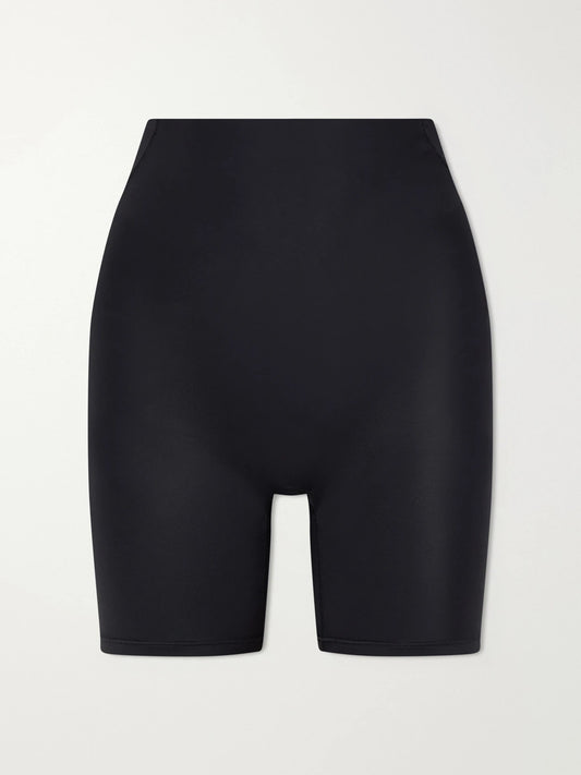 Image of a model wearing Shorts. Product name - + Nike 5" Biker Shorts - Navy in Black colour by brand - SKIMS
