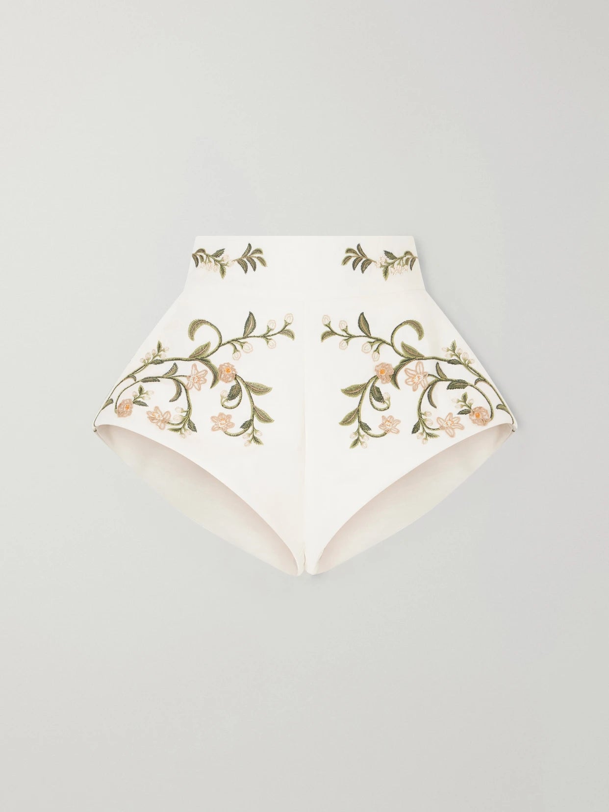 Floral Embroidered Linen Mini Shorts