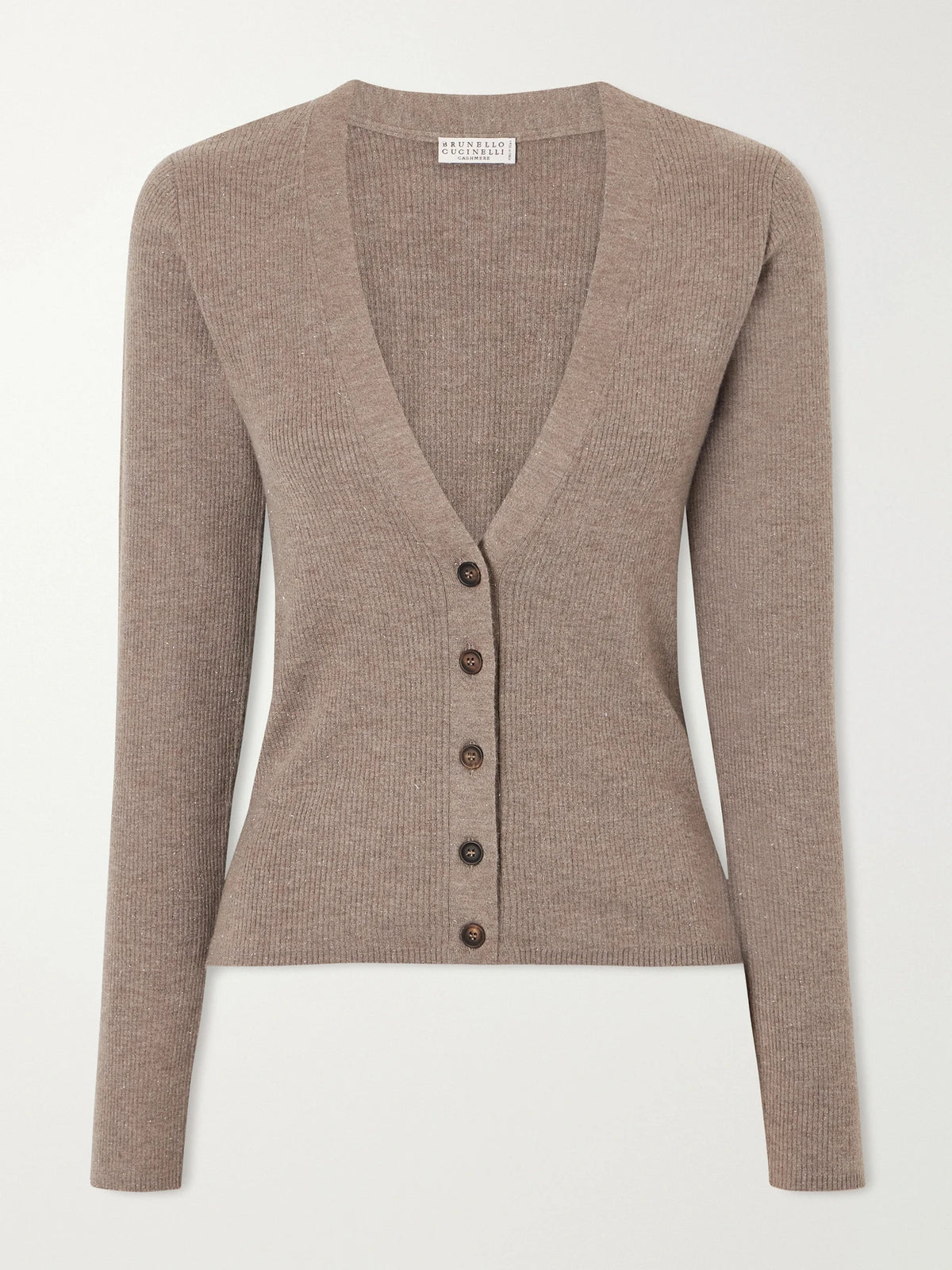 Brunello Cucinelli Metallic Ribbed-knit Cardigan