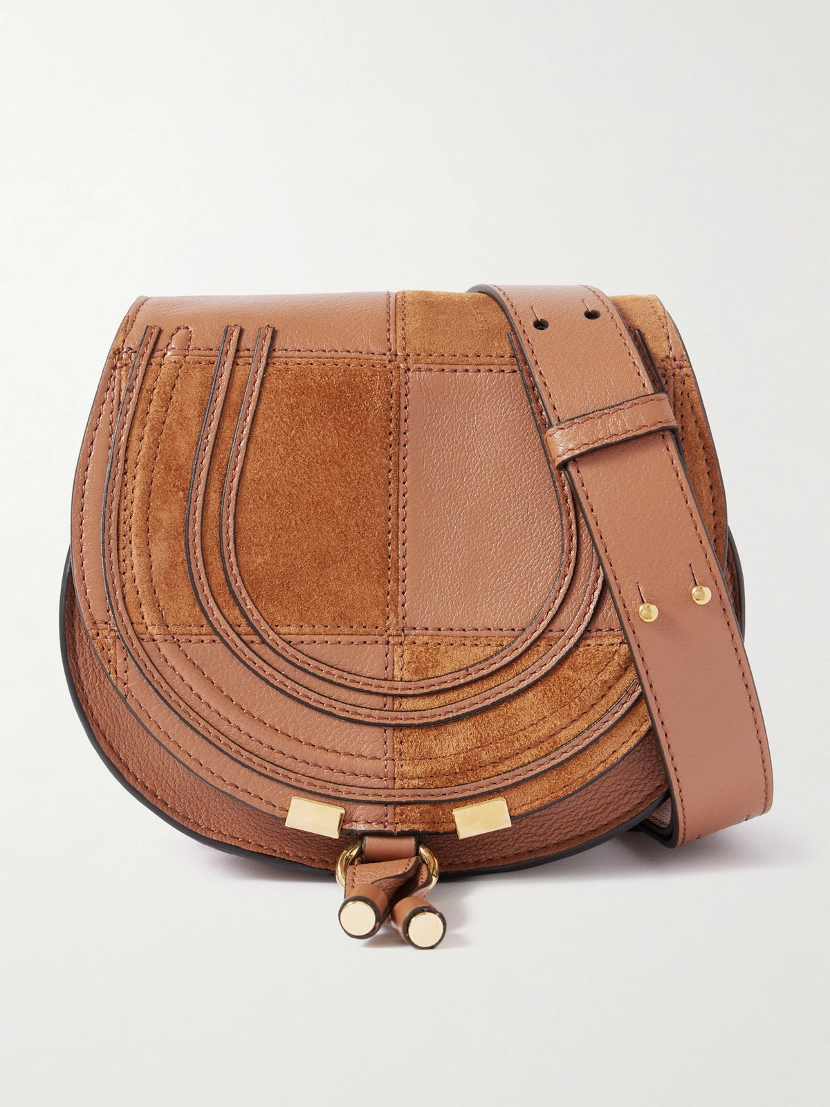 Marcie Patchwork Leather And Suede Shoulder Bag