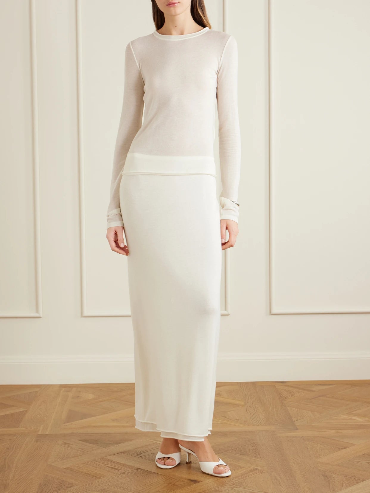 Image of T-Shirts. Product name - Tencel-blend T-shirt in White colour by brand - Colleen Allen