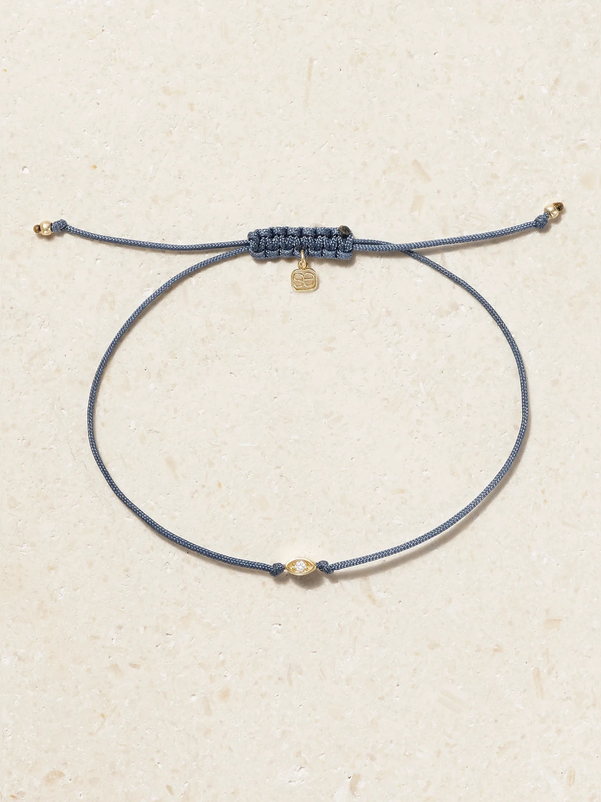 Tiny Evil Eye 14-karat Gold, Cord And Diamond Bracelet