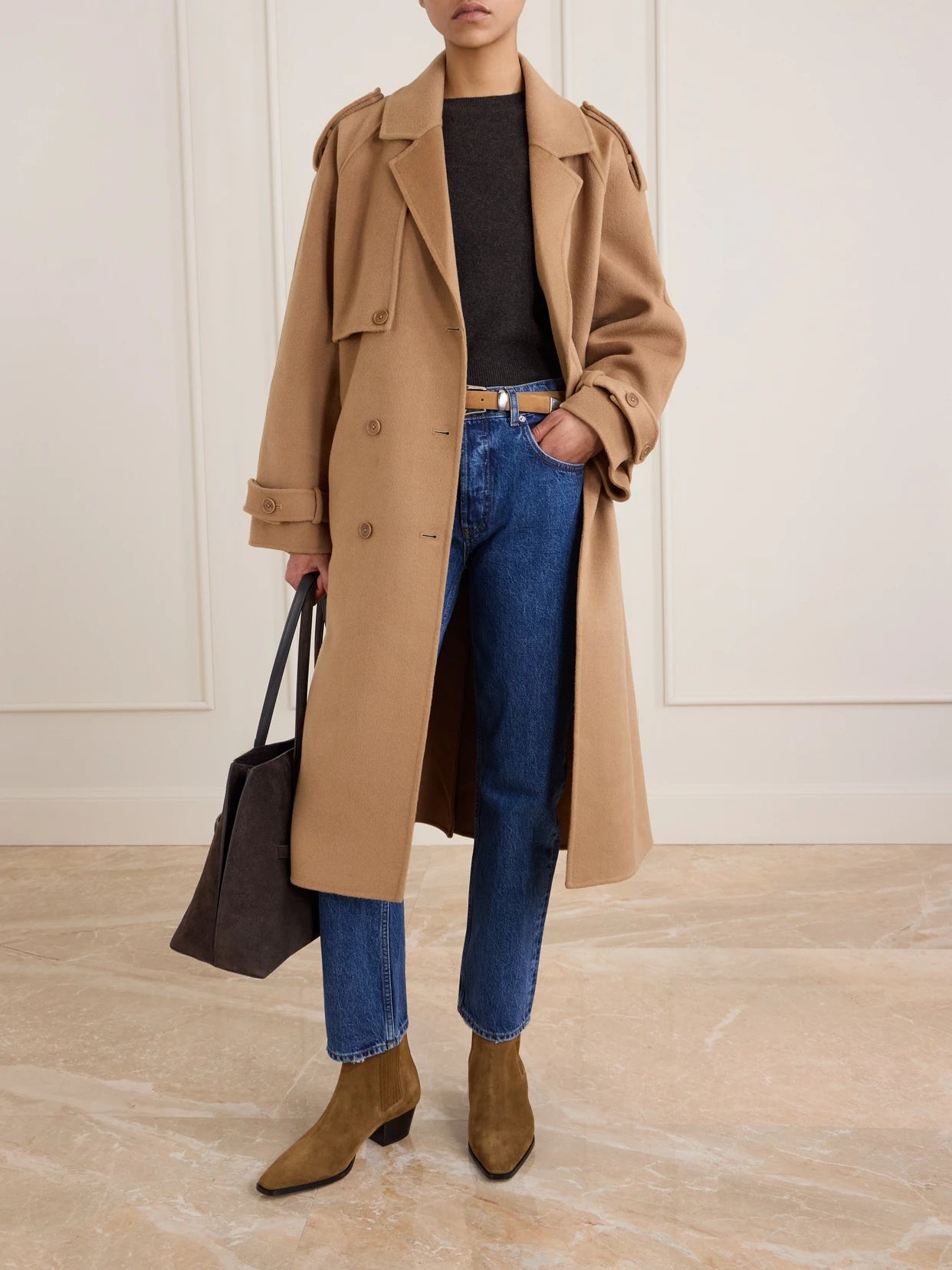 Image of Jeans. Product name - Kate Mid-rise Slim-leg Jeans in Indigo colour by brand - Anine Bing