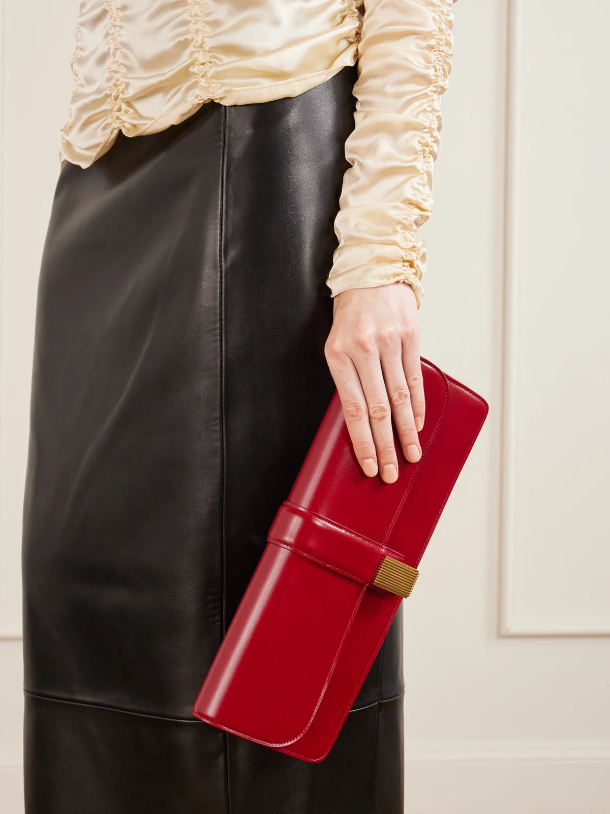 Image of Bags. Product name - Blake Leather Clutch in Red colour by brand - KHAITE