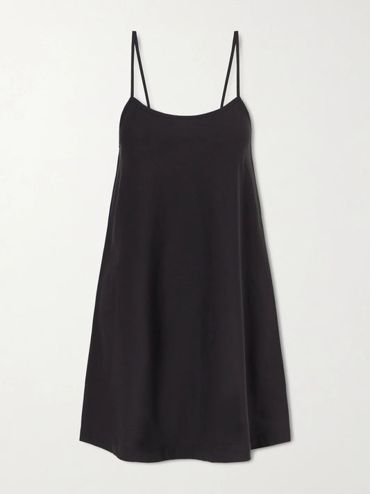 Image of Dresses. Product name - Cotton Mini Dress in Black colour by brand - Lido
