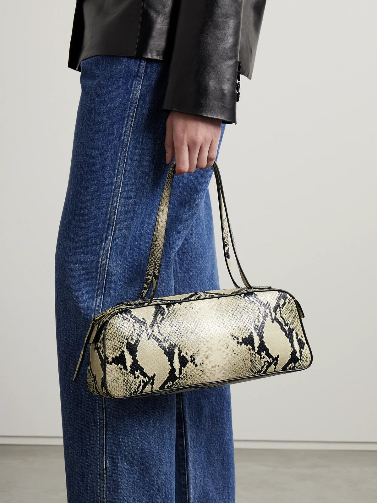 Image of Bags. Product name - Simona Snake-effect Leather Shoulder Bag in Snake print colour by brand - KHAITE