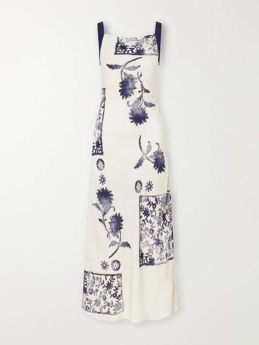 SIR. Phillipa Twist-detailed Floral-print Satin Maxi Dress
