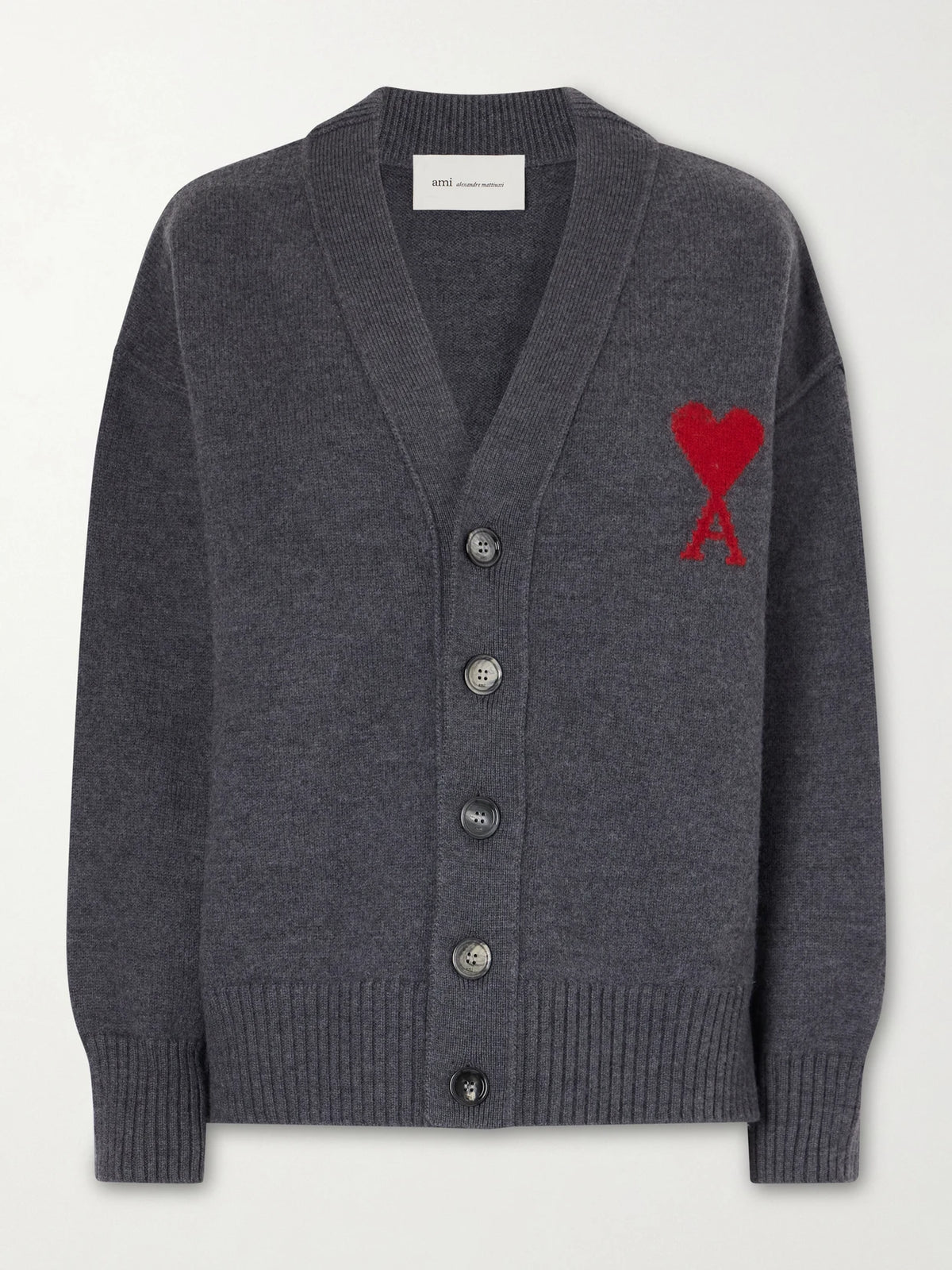 AMI PARIS + Net Sustain Adc Intarsia Wool Cardigan
