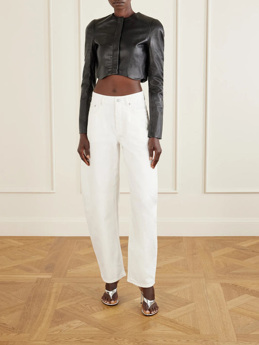 Image of Coats & Jackets. Product name - Leather Biker Jacket in Black colour by brand - Alaïa