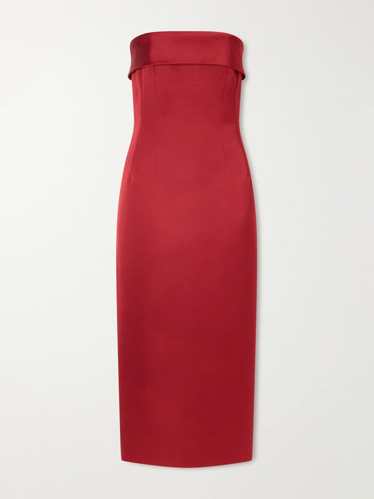 Emilia Wickstead Keeley Strapless Darted Duchess-satin Midi Dress