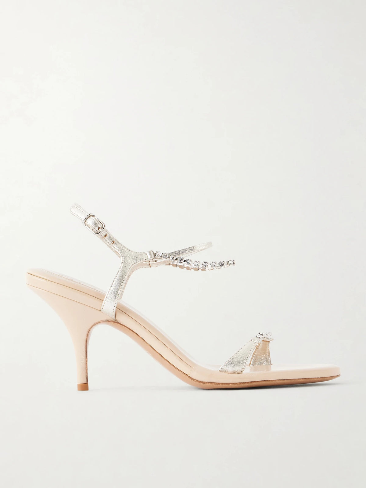 Crystal-embellished Metallic Leather Sandals