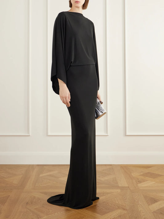 Image of Dresses. Product name - Pallana Bead-embellished Open-back Stretch-jersey Maxi Dress in Black colour by brand - Cult Gaia