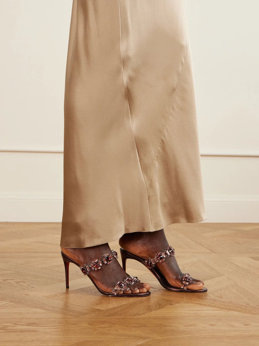 Just Jewel 85 Embellished Pvc And Metallic Leather Sandals