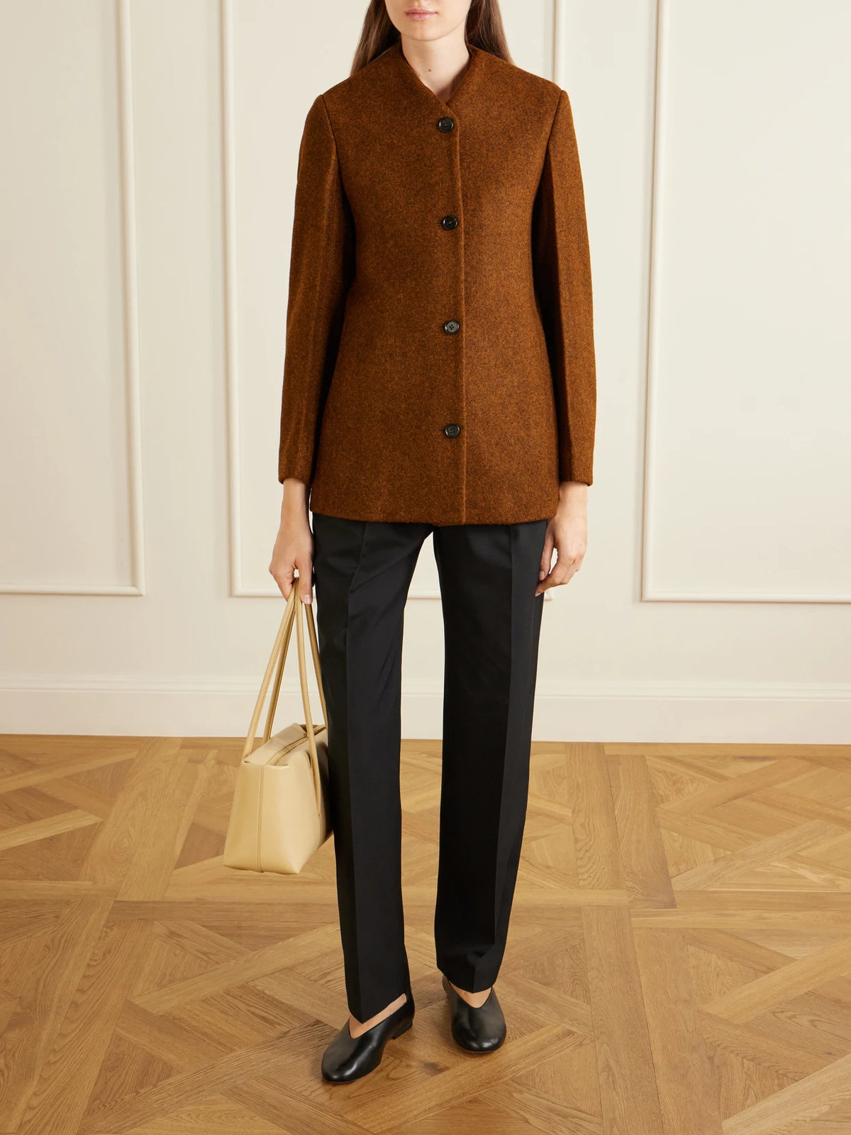 Image of Coats & Jackets. Product name - Mélange Wool Jacket in Brown colour by brand - Jil Sander