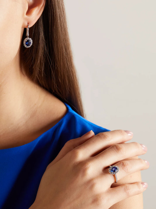 Image of Rings. Product name - 1735 Platinum, Sapphire And Diamond Ring in Silver colour by brand - Garrard
