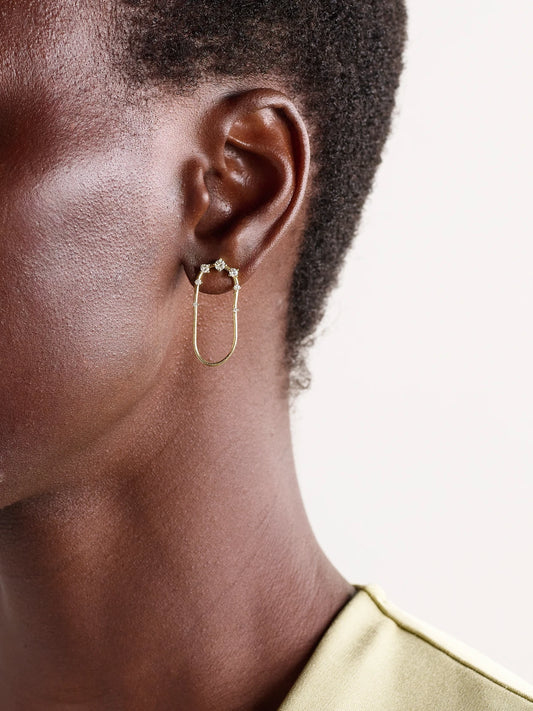 Image of Earrings. Product name - Parallel Short 18-karat Gold Diamond Earrings in Multi colour by brand - Fernando Jorge