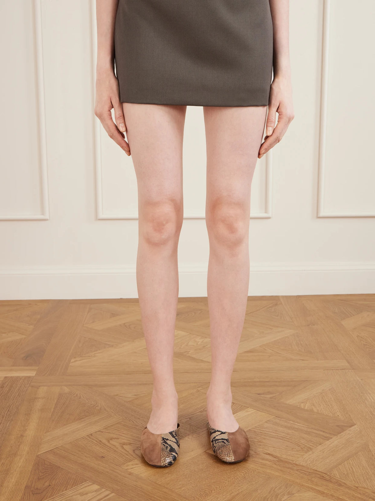 Jane Suede And Snake-effect Leather Moccasins