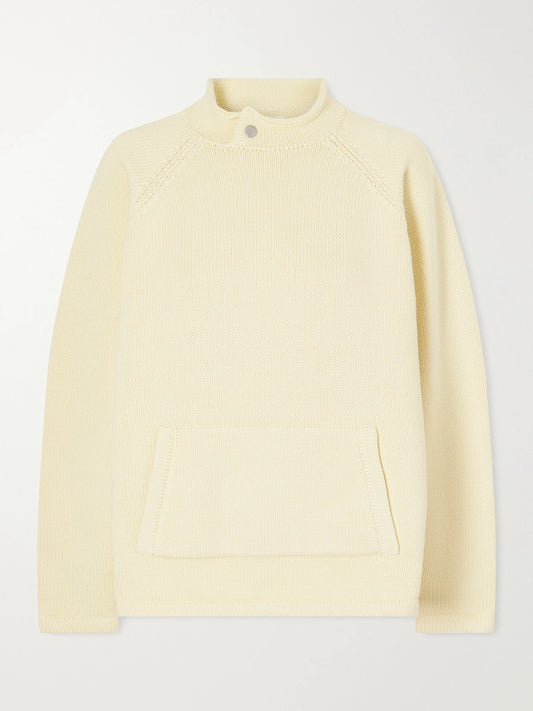 Still Here Snap Collar Cotton Sweater