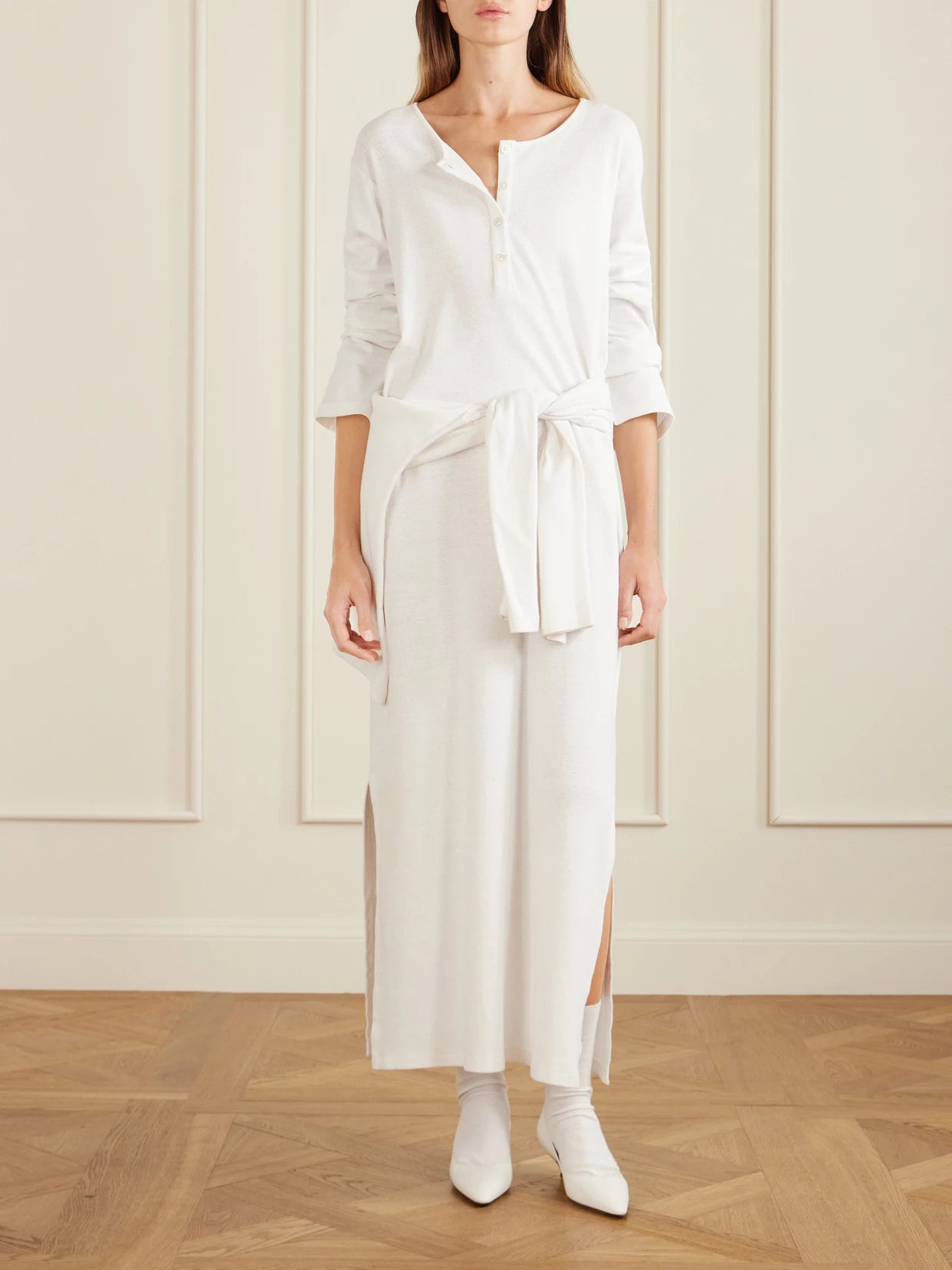 Image of Dresses. Product name - Latoya Cotton Midi Dress in White colour by brand - The Row
