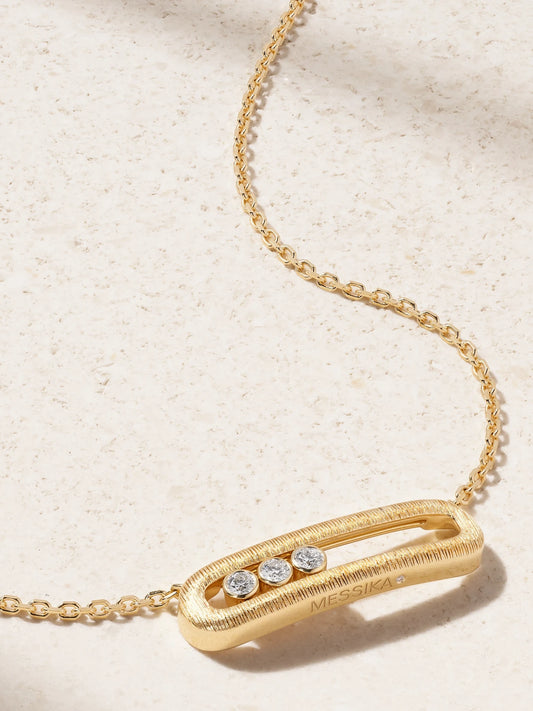 Move Classique Ciselé 18-karat Gold Diamond Necklace