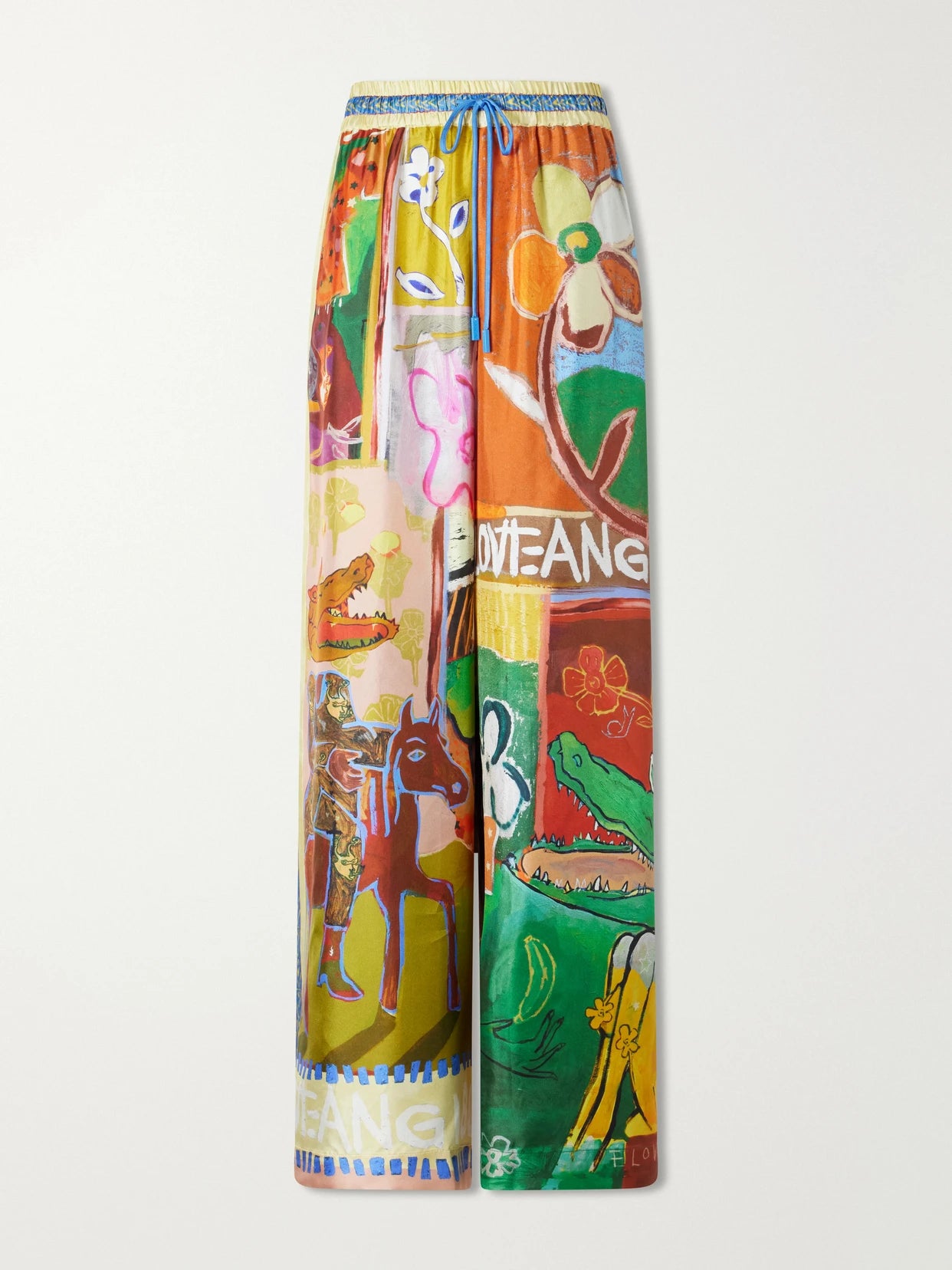 Mlak Printed Silk-twill Wide-leg Pants