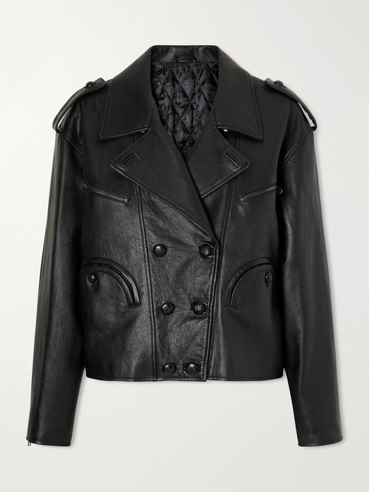 Image of Coats & Jackets. Product name - Mick Leather Jacket in Black colour by brand - BLAZÉ Milano