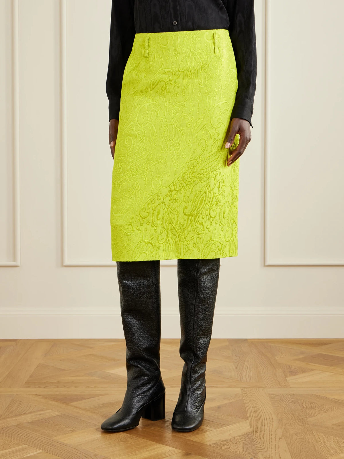 Dries Van Noten Paisley Motif Matelassé Jacquard Midi Skirt
