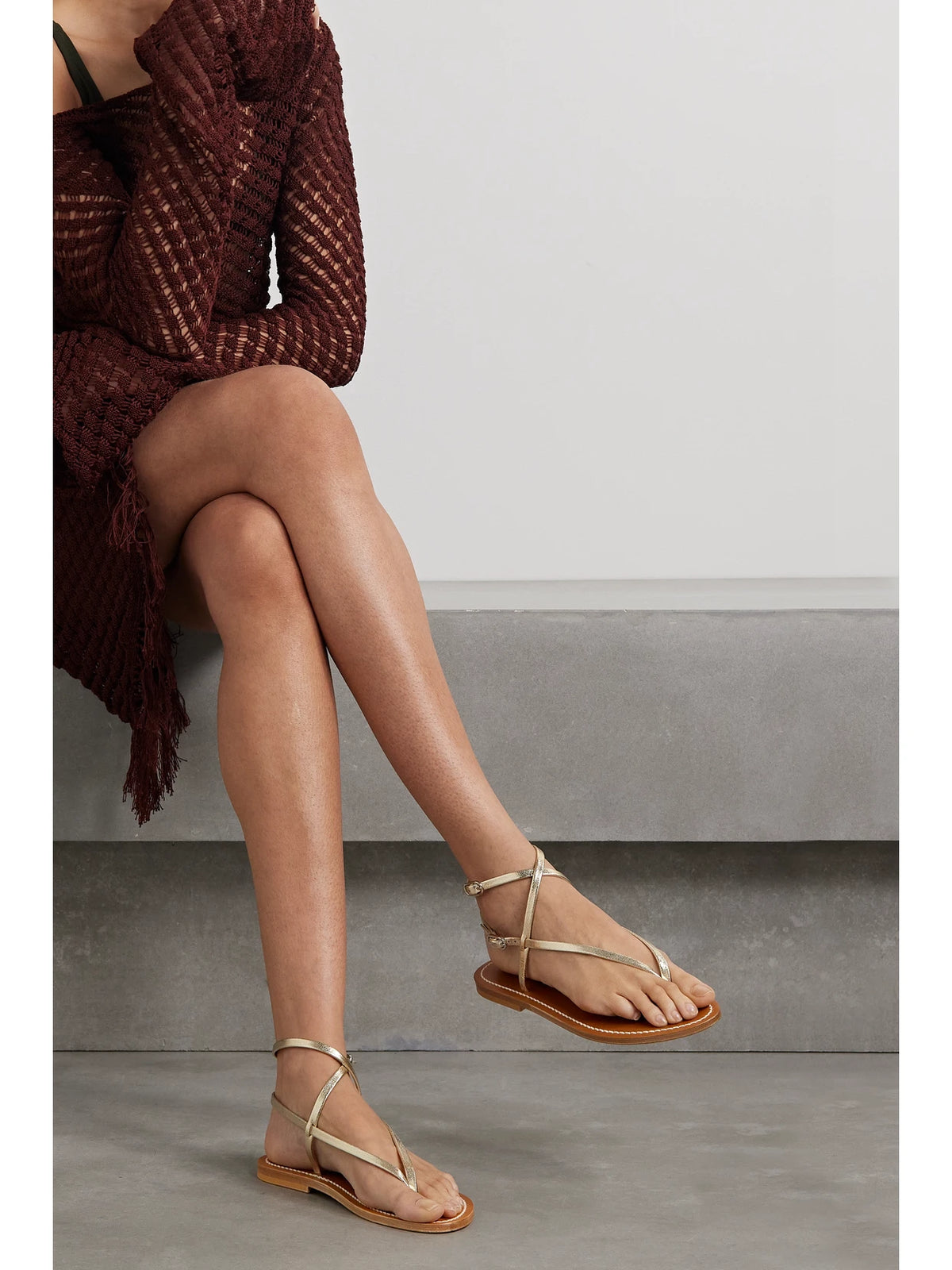 + Net Sustain Abako Metallic Leather Sandals
