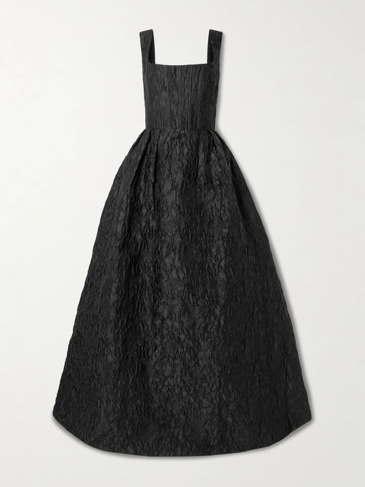 Image of Dresses. Product name - Vanilla Dreams Cloqué Gown in Black colour by brand - Rebecca Vallance