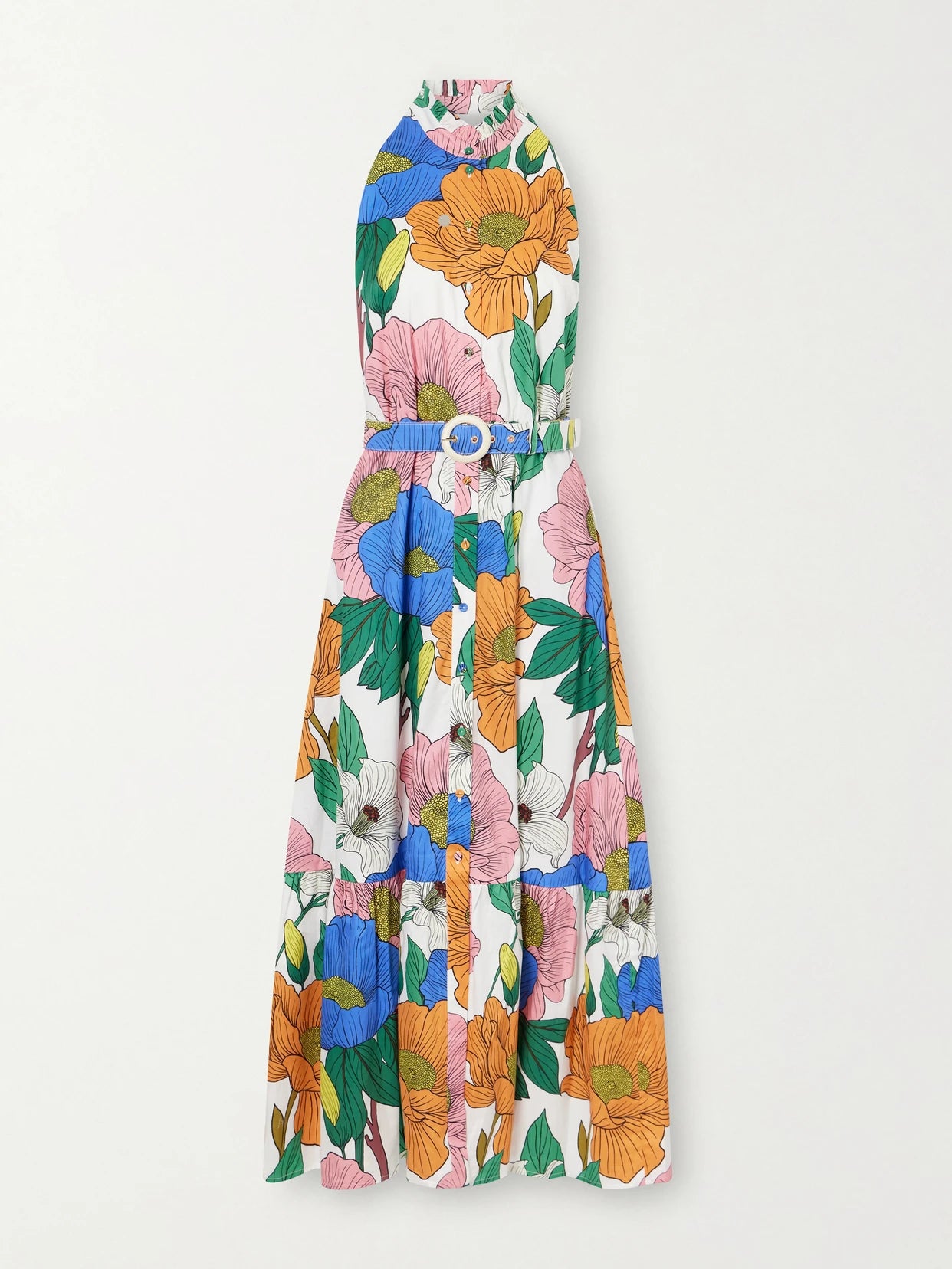 Biba Tiered Printed Cotton-poplin Maxi Dress