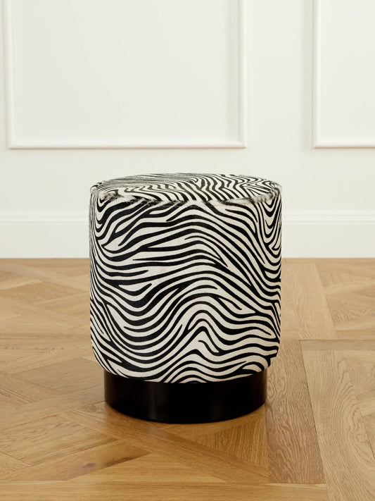 SIX THE RESIDENCE Zebra-print Calf-hair Pouf