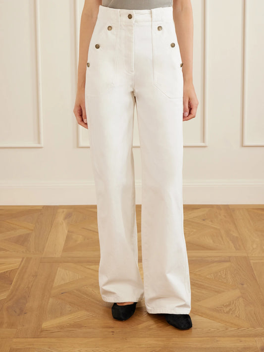 Logo-embroidered High-rise Wide-leg Jeans