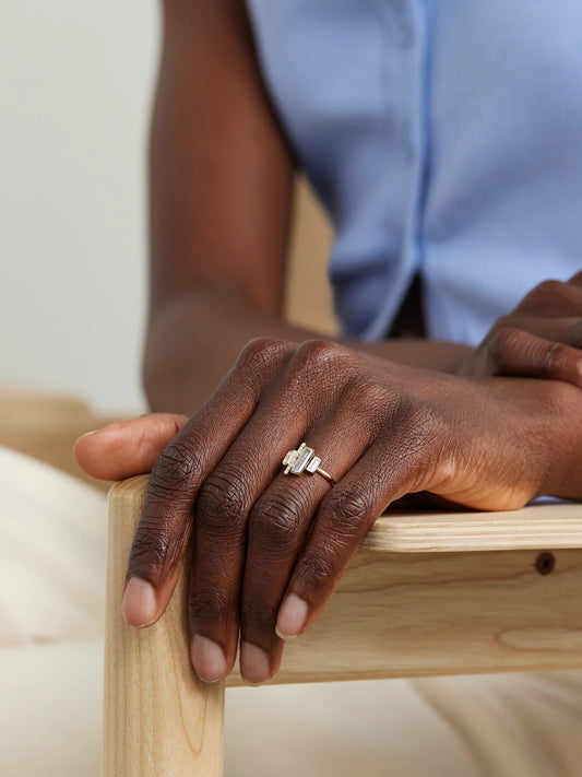 Image of Rings. Product name - Cityscape 14-karat Recycled Gold, Aquamarine And Diamond Ring in Multi colour by brand - Melissa Joy Manning