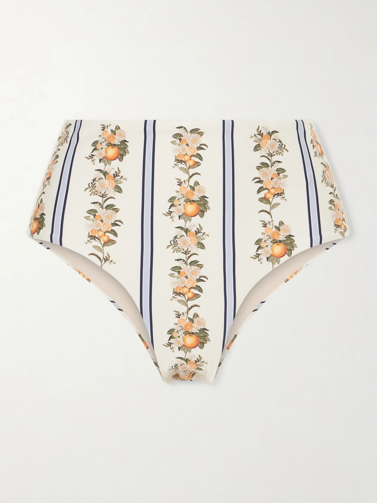 Image of Swimwear. Product name - Magenta Valle Printed Stretch Recycled Bikini Briefs in White colour by brand - Agua by Agua Bendita