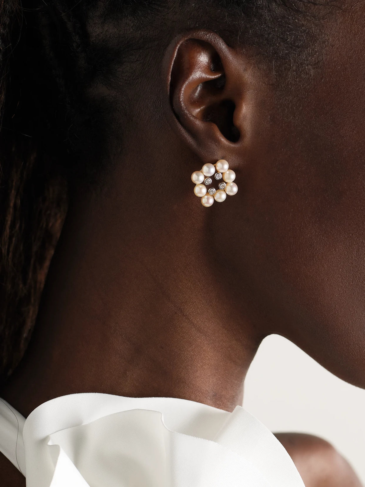 Image of Earrings. Product name - 14-karat Yellow And White Gold, Pearl And Diamond Earrings in Multi colour by brand - Mateo