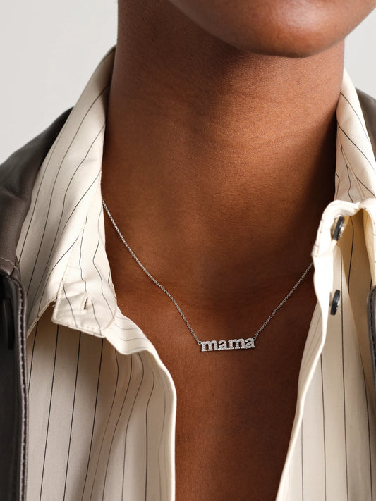 Image of Necklaces. Product name - Mama 18-karat White Gold Necklace in Silver colour by brand - Jennifer Meyer