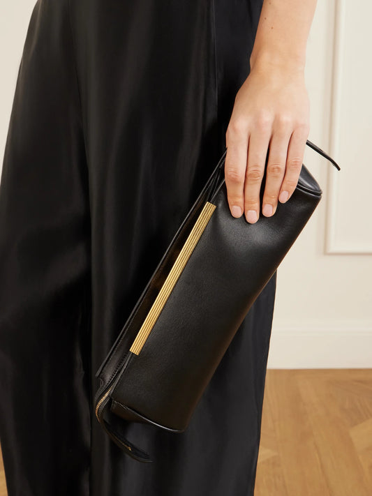 Image of Bags. Product name - Lamb Leather Clutch in Black colour by brand - KHAITE