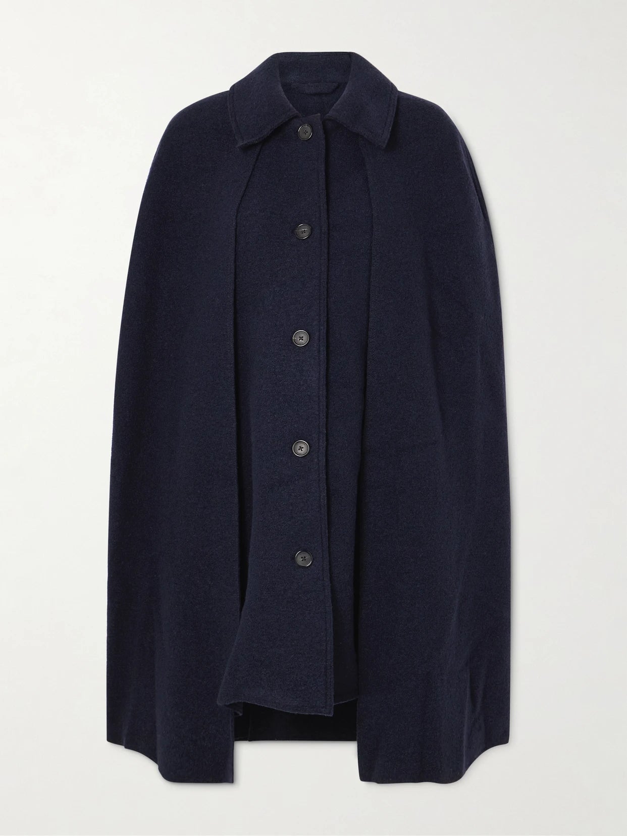 Image of Coats & Jackets. Product name - Wool-felt Coat in Navy colour by brand - TOTEME