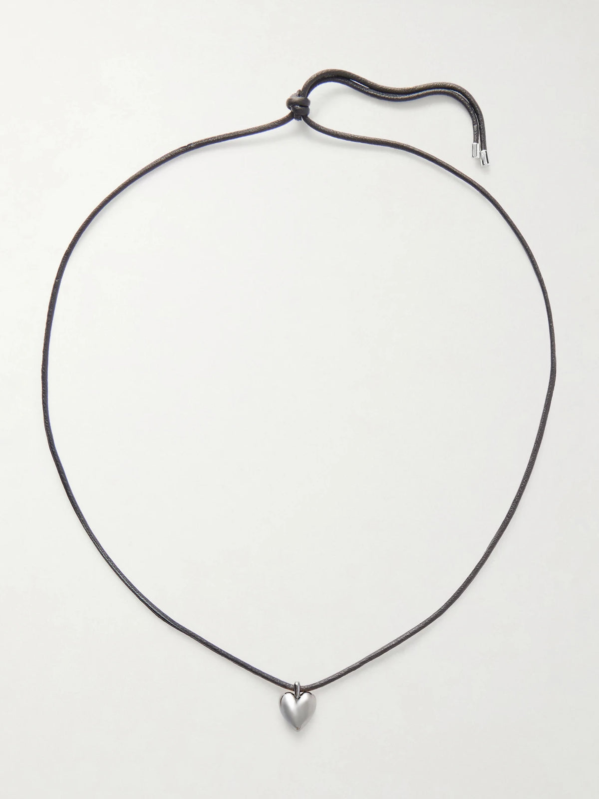 Puffy Heart Silver-plated And Leather Choker