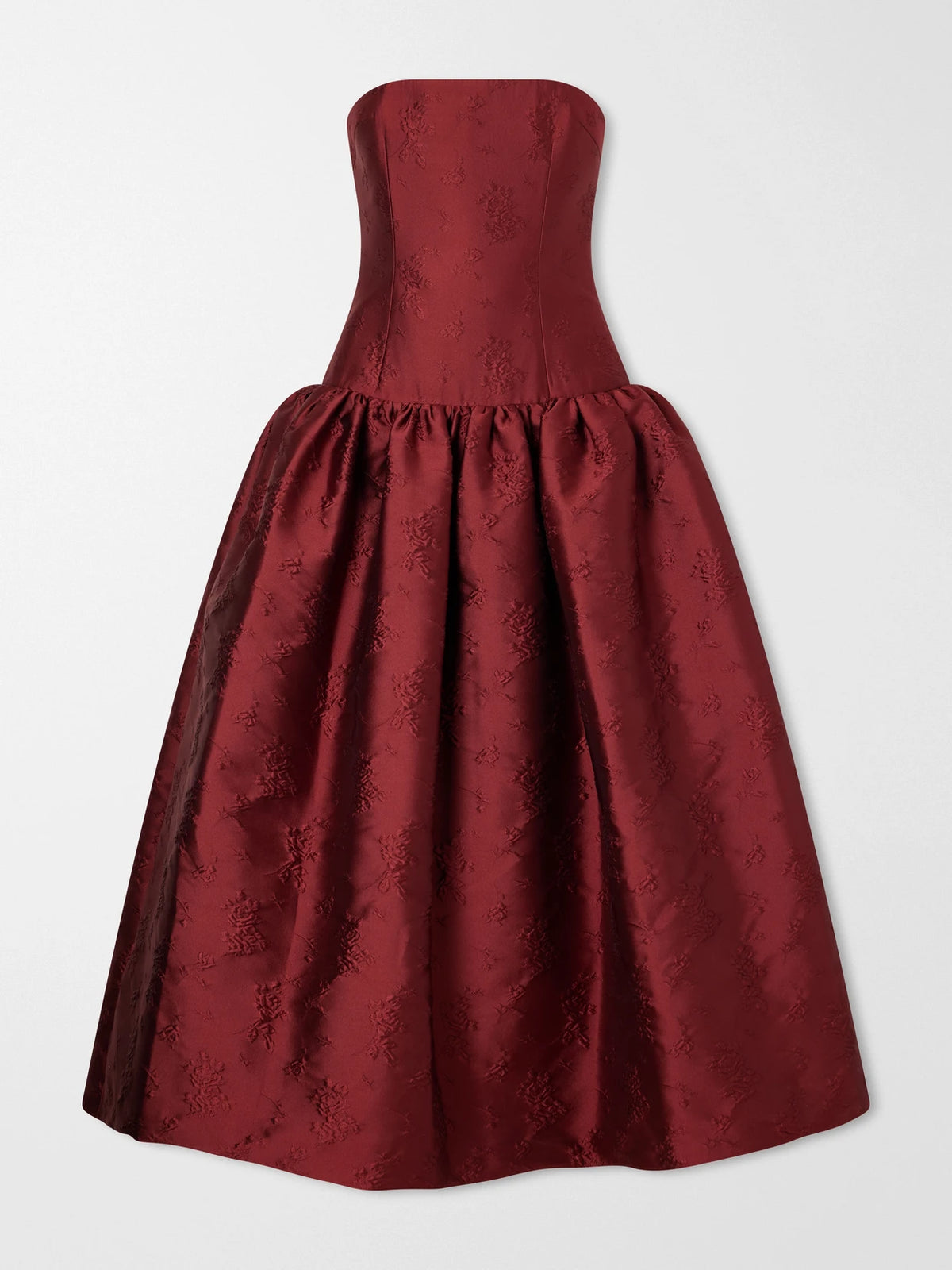 Ilkyaz Ozel Leyla Gathered Floral-jacquard Satin Gown