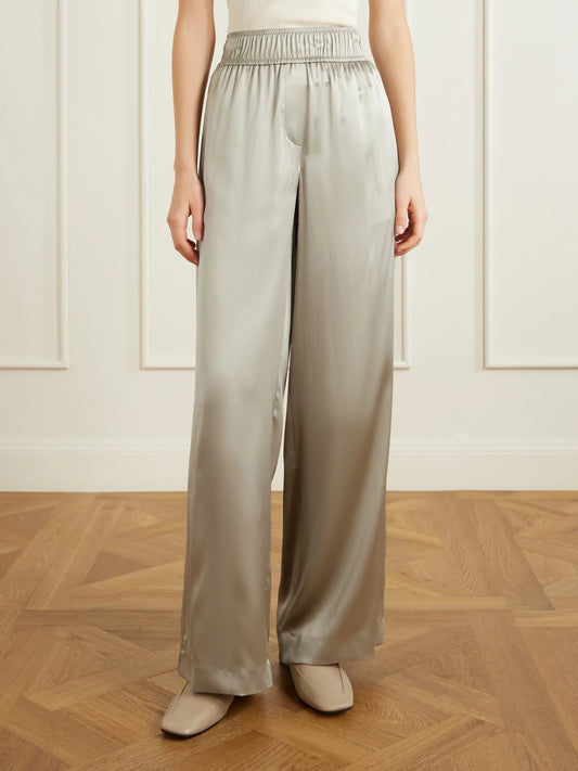 Silk-blend Satin Wide-leg Pants