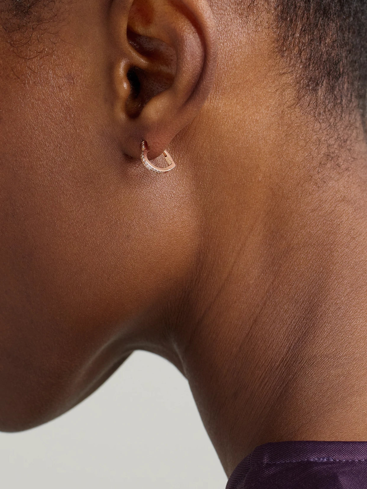 Image of Earrings. Product name - Antifer Heart Small 18-karat Rose Gold Diamond Single Earring in Multi colour by brand - Repossi