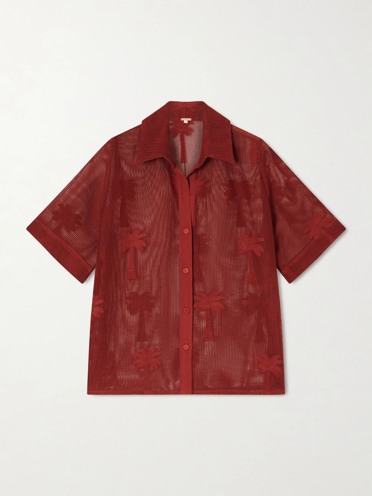 Marsala Salty Cotton-blend Mesh Shirt