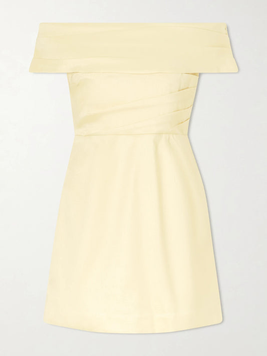 Mandy Off-the-shoulder Pleated Mini Dress