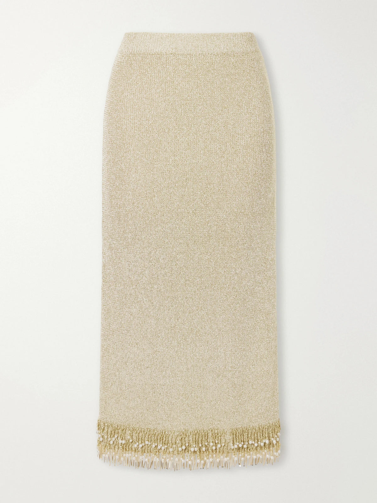 SIMKHAI Zeni Bead-embellished Bouclé Midi Skirt