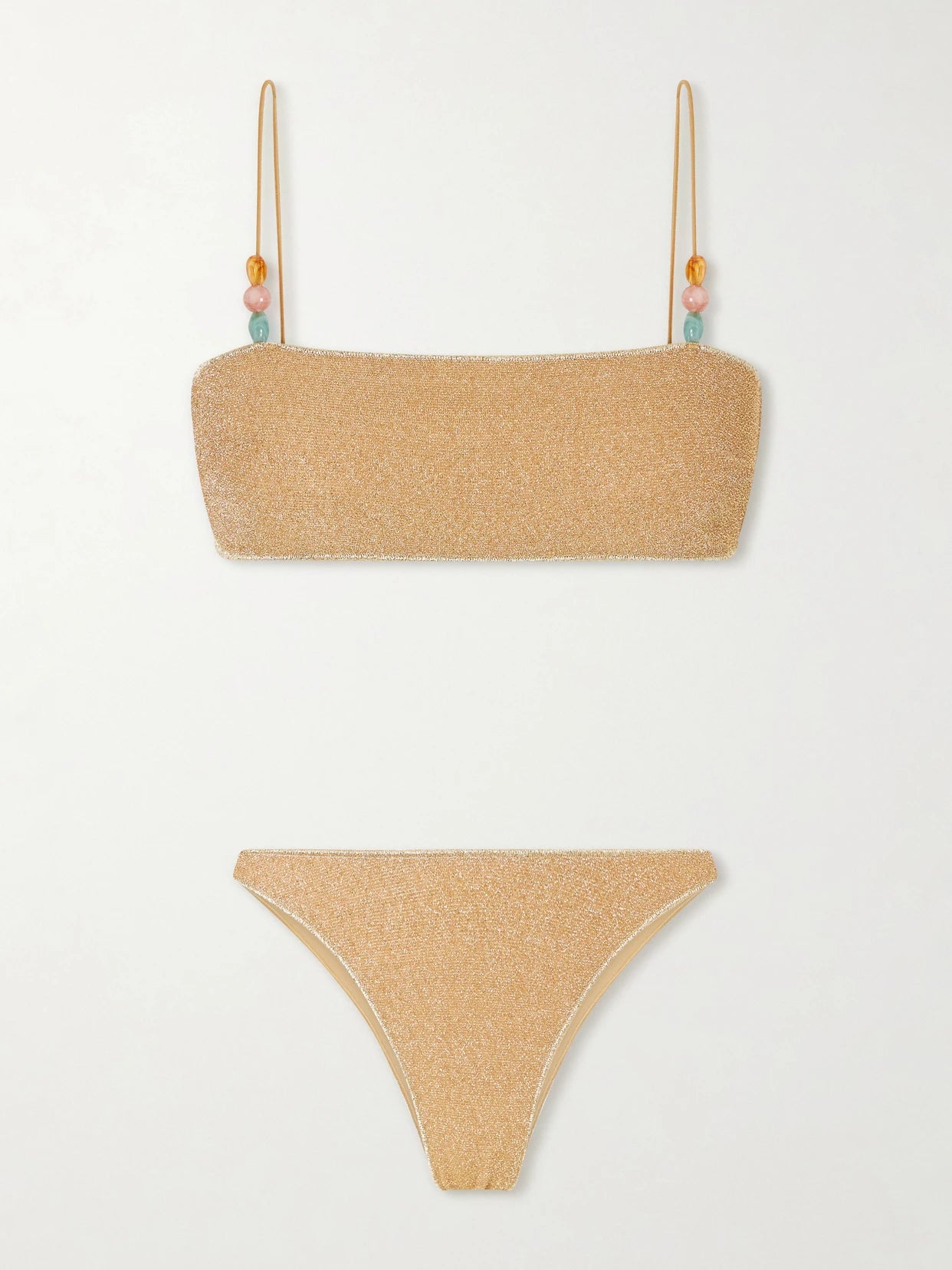 Lumiere Bead-embellished Metallic Bikini
