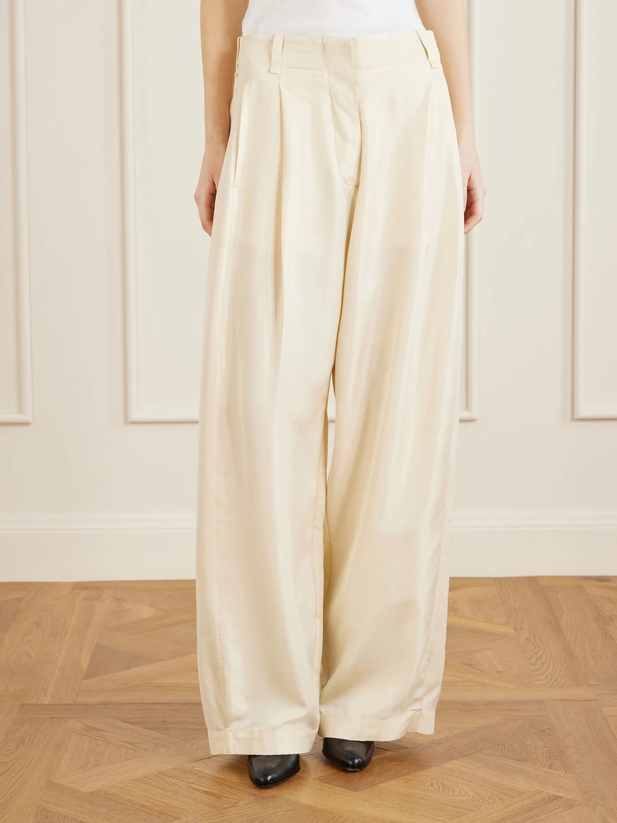 Kolina Pleated Silk-faille Wide-leg Pants
